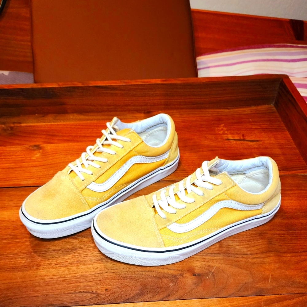 Vans sneakers, yellow and white, size 7